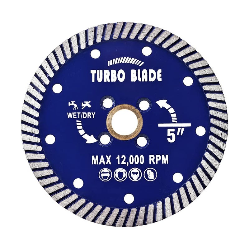 OSCEH 5" Diamond Turbo Blade Granite Blade for Granite Marble Porcelain Tile Wet/Dry Cutting - Image 2